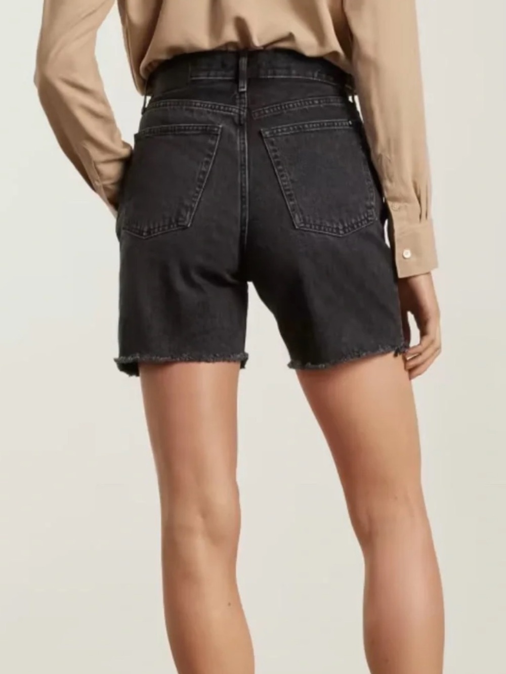 Everlane The Rigid Way High Jean Short Organic Cotton Cutoff Raw Hem Black 28 - Picture 2 of 10